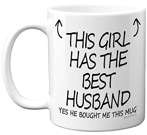 Stuff4 Valentinstag-Tasse – This Girl Has The Best Husband – Valentinstagsgeschenke für sie Jubiläumstasse für sie Neuheit Geburtstag Ehefrau Geschenke 325 ml Keramik spülmaschinenfeste Kaffeetasse von Stuff4