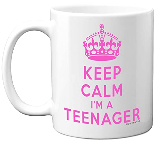 Tasse mit Aufschrift Keep Calm I'm A Teenager Geschenkidee zum 13. Geburtstag für Mädchen und Jungen 325 ml weiße spülmaschinenfeste Keramiktasse für Sie oder Ihn Geschenk für Teenager – – Pink von Stuff4