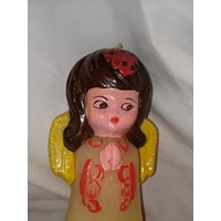 Vintage Engelssäulenkerze - Retro Gelb & Rot Design von StuffWeFound