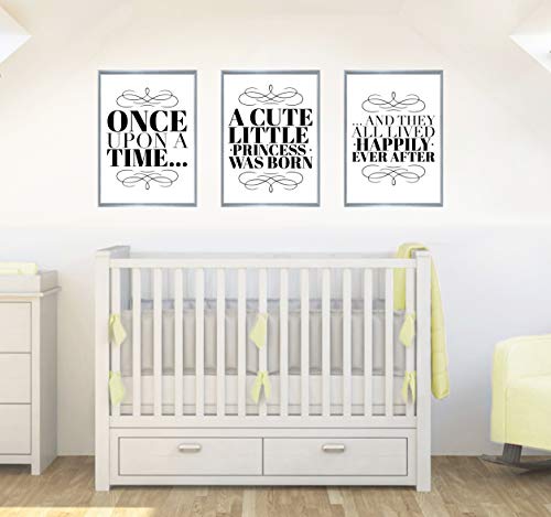 Once Upon A Time Set mit 3 Zitaten Baby Mädchen Kinderzimmer Dekor Wandkunst Poster Druck - Größe A5 - 148 x 210 mm von Stukk