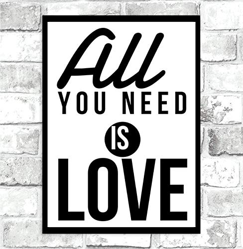 Stukk All You Need Is Love Motivational Zitat Poster Inspirierende Wandkunst Heimdekoration – Größe A4 – 210 x 297 mm von Stukk
