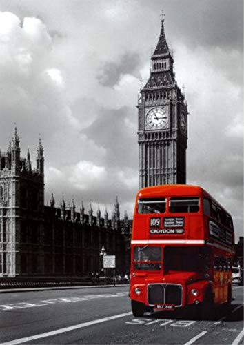 Stukk Big Ben London Red Bus Wandbild Poster – A2 (420 x 594 mm) von Stukk