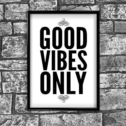 Stukk Good Vibes Only Feel Good Positivity Motivationszitat Poster Kunstdruck Wand – A0 (841 x 1189 mm) von Stukk