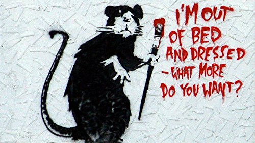Stukk Kunstdruck Banksy Out of Bed Rat, A4, 210 x 297 mm, Weiß von Stukk