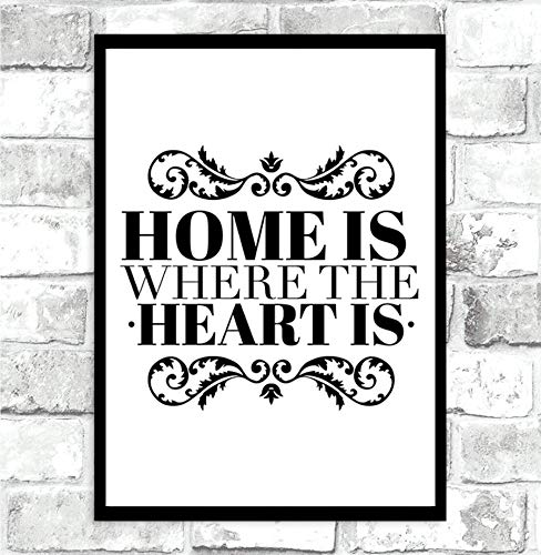 Stukk Poster, Motiv: Home Is Where The Heart Is Beautiful Zitat, Flur, Wandkunst, Heimdekoration, Größe A3, 297 x 420 mm von Stukk