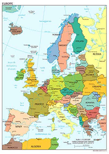 Stukk Poster "Karte von Europa", A4, 210 x 297 mm von Stukk