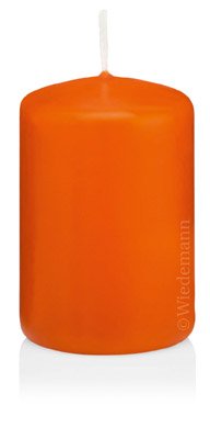 6 Stumpen Kerzen Aprikose Orange 10 x 8 cm (H x D) 100% Paraffin Wachs in geprüfter RAL Kerzen Qualität von Wiedemann Kerzen Deutschland zur Deko, Party, Hochzeit, Weihnachten von Stumpenkerzen Aprikose Orange