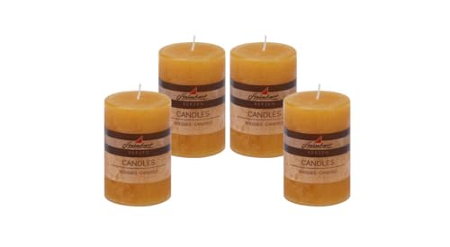 4er Set Adventskranzkerzen Raureif Honig 100/68 mm durchgefärbte Trend-Kerzen von Stumpenkerzen