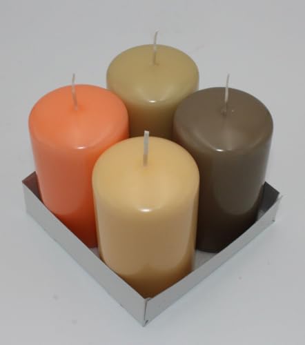 Stumpenkerzen Farbmix, Farbsortierung Pinie - Lachs - Portobello - Beige, 120 x Ø 60 mm, 16 Stück Kopschitz Kerzen in RAL-Kerzen Güte Qualität von Stumpenkerzen