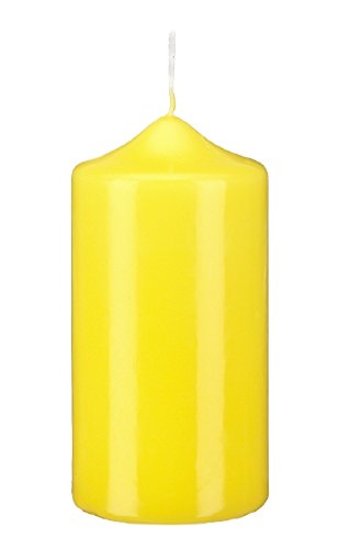 Stumpenkerzen Stumpen Kerzen Citron Gelb 10 x Ø 8 cm, 6 Stück getauchte Spitzkopf in RAL Qualität von Stumpenkerzen