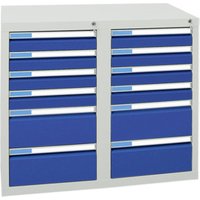 Stumpf Schubladenschrank Serie ESTA, 12 Schubladen enzianblau (8x100, 4x200mm) von Stumpf Metall