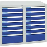 Stumpf Schubladenschrank Serie ESTA, 14 Schubladen enzianblau (12x100, 2x200mm) von Stumpf Metall