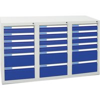 Stumpf Schubladenschrank Serie ESTA, 18 Schubladen enzianblau (12x100, 6x200mm) von Stumpf Metall