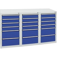 Stumpf Schubladenschrank Serie STS 410, 18 Schubladen enzianblau (12x100, 6x200mm) von Stumpf Metall