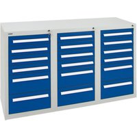 Stumpf Schubladenschrank Serie T-100/35-3, 18 Schubladen enzianblau (12x100, 6x200mm) von Stumpf Metall