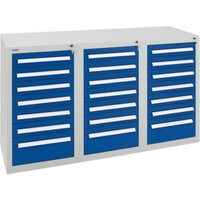 Stumpf Schubladenschrank Serie T-100/35-3, 21 Schubladen enzianblau (18x100, 3x200mm) von Stumpf Metall