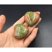 1.6" Unakit Herz Kristall Hand Geschnitzte Geschwollene Stein Unakite Heilstein Energie Crystal Geschenk Ch von StunningGem