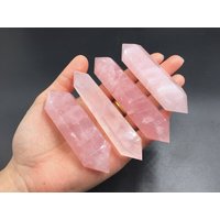 3"-4" Rose Quarz Punkt Zauberstab Doppelender Natürliche Rosa Bergkristall Mineral Heilende Meditation Ob von StunningGem