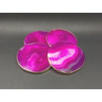 Rosa Achat Untersetzer 4Er Set Gold Finished Geode Scheiben Für Hochzeit/Party/Dinner Home Decor01 von StunningGem