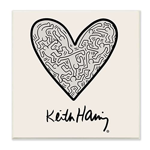Stupell Industries Keith Haring People Inside Heart Pattern Text, Design by Ros Ruseva, Schwarz, 30,5 x 30,5 cm von Stupell Industries
