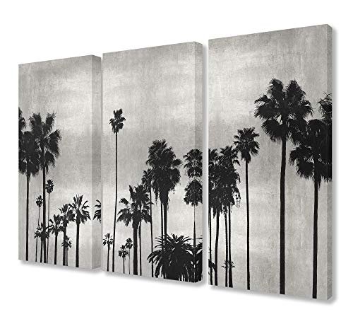 The Stupell Home Decor Collection Black and White Photography Palm Tree Silhouette Scene Kunstdruck auf Leinwand, MDF, Mehrfarbig, 16x24 von Stupell Industries