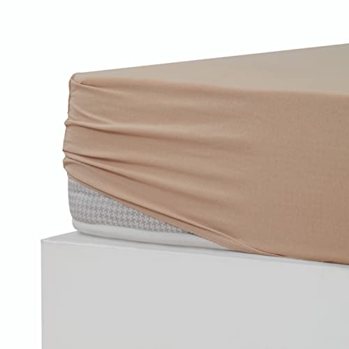 Stupendo Jersey Spannbettlaken Spannbetttuch Laken Bettlaken 100% Baumwolle Oeko-TEX® Steghöhe bis 25 cm (Beige, 120x200-130x200 + 25 cm) von Stupendo