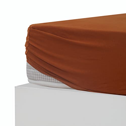 Stupendo Jersey Spannbettlaken Spannbetttuch Laken Bettlaken 100% Baumwolle Oeko-TEX® Steghöhe bis 40 cm (Braun, 140x200-160x220 + 40 cm Boxspringbett) von Stupendo