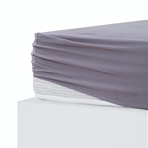 Stupendo Jersey Spannbettlaken Spannbetttuch Laken Bettlaken 100% Baumwolle Oeko-TEX® Steghöhe bis 25 cm (Grau, 120x200-130x200 + 25 cm) von Stupendo