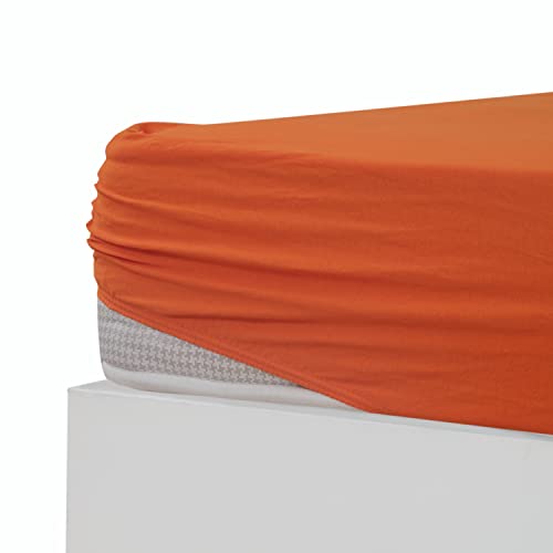 Stupendo Jersey Spannbettlaken Spannbetttuch Laken Bettlaken 100% Baumwolle Oeko-TEX® Steghöhe bis 25 cm (Orange, 120x200-130x200 + 25 cm) von Stupendo