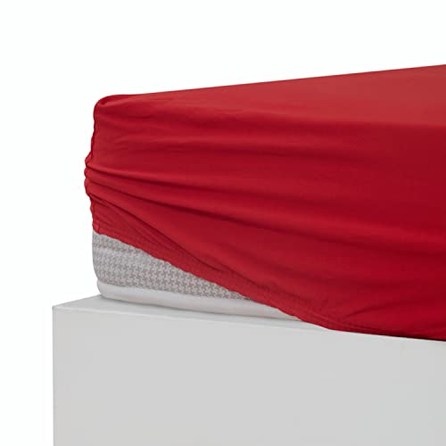 Stupendo Jersey Spannbettlaken Spannbetttuch Laken Bettlaken 100% Baumwolle Oeko-TEX® Steghöhe bis 25 cm (Rot, 140x200-160x200 + 25 cm) von Stupendo