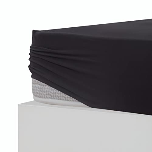 Jersey Spannbettlaken Spannbetttuch Laken 100% Baumwolle Oeko-TEX® (Schwarz, 140x200-160x200 + 25 cm) von Stupendo