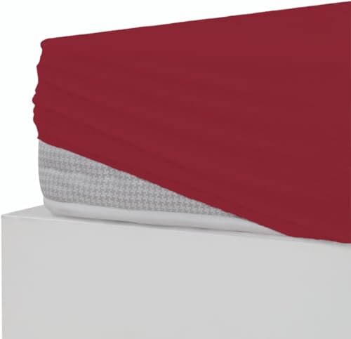 Stupendo Jersey Spannbettlaken Spannbetttuch Laken Bettlaken 100% Baumwolle Oeko-TEX® Steghöhe bis 25 cm (Bordeaux, 120x200 cm - 130x200 cm + 25 cm) von Stupendo