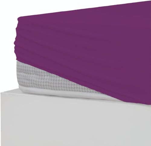 Stupendo Jersey Spannbettlaken Spannbetttuch Laken Bettlaken 100% Baumwolle Oeko-TEX® Steghöhe bis 40 cm (Violett, 180x200 cm - 200x220 cm + 40 cm) von Stupendo