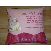 Taufkissen, Gebetskissen "Schaf", Pink von Stupsnadel