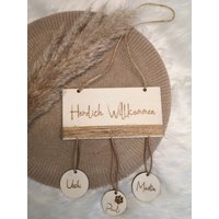 Türschild - Türkranz Aus Holz Für Die Haustüre Personalisierter Familienloop Unterschiedliche Varianten Einzelne Namen Geburtstag von StupsnasenWerkstatt