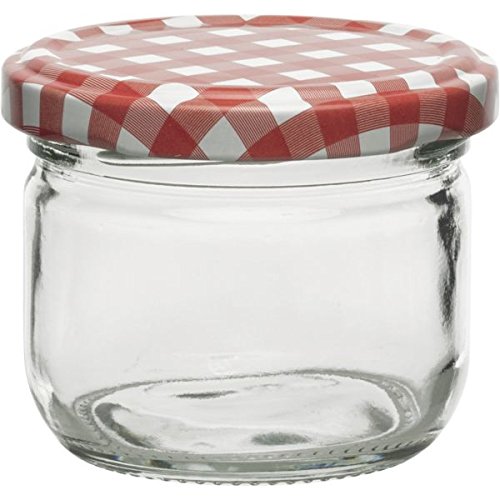 Einmachgläser mit Twist-Off Verschluss - Deckel rotem Karomuster - Füllmenge: 120 ml - TO: 66 mm - Sturzform - 6 Stück von Sturzgläser