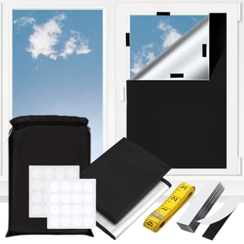 Stutfree 300x145cm Fenster Verdunkelung, Fenster Verdunklungsstoff Sets, Verdunklungsrollo Ohne Bohren, Tragbare Große Reise Verdunklungsrollo Rollo ohne Bohren mit Nano-Klebebänder, Blackout Stutfree 300x145cm Fenster Verdunkelung, Fenster Verdunklungsstoff Sets, Verdunklungsrollo Ohne Bohren, Tragbare Große Reise Verdunklungsrollo Rollo ohne Bohren mit Nano-Klebebänder, Blackout von Stutfree