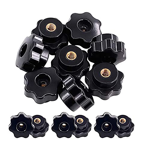 Stuurvnee 15-teiliges Set mit M6 Stern-Schraubenknopf, Mutter durch das Loch, Set aus Messing, Gewinde, , Schrauben, aus Kunststoff, Schwarz von Stuurvnee