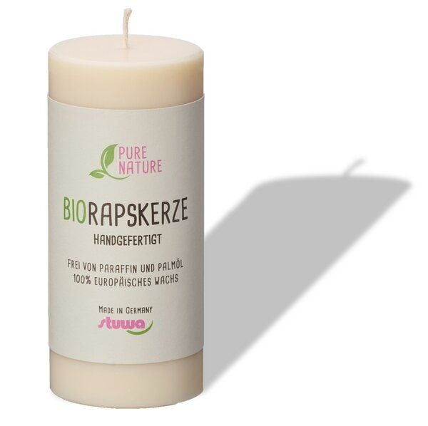 Stuwa Vegane Kerze aus Rapswachs 110 mm Ø 50 mm - 5 versch. Farben von Stuwa