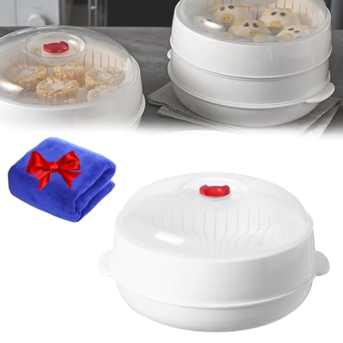 Baybyy Microwave Oven Steamer for Vegetables, 2025 Upgraded Multifunctional Microwave Heating and Thermal Insulation Steamer Utensils for Vegetable, Cooking Dumplings (9.84*5.51*4.72 in(Round1-Layer)) von Styeyts