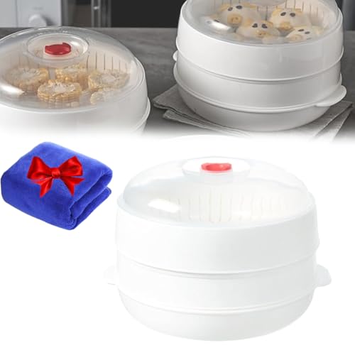 Baybyy Microwave Oven Steamer for Vegetables, 2025 Upgraded Multifunctional Microwave Heating and Thermal Insulation Steamer Utensils for Vegetable, Cooking Dumplings (9.84 * 6.29 in(Round2-Layer)) von Styeyts