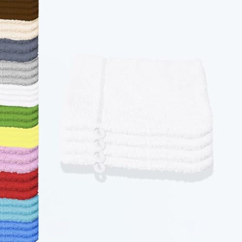 Style Heim 4 Stück Waschlappen Waschhandschuh Frottier aus Baumwolle ca. 15x21 cm 480 g/m² Weiß von Style Heim