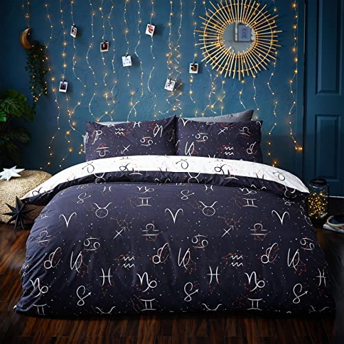 Style Lab Zodiac Bettbezug-Set, Marineblau, Doppelbett von Style Lab