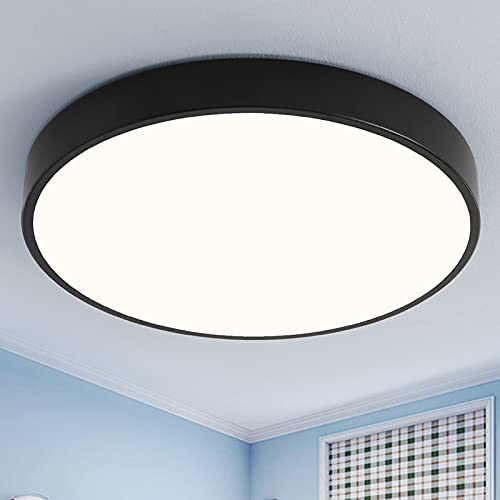 Style home 24W Deckenleuchte LED Deckenlampe ultra dünne Ø30x4cm,Warmweiß 3000K, moderne Lampe für Wohnzimmer Schlafzimmer Arbeitszimmer Kinderzimmer Büro Küche (Schwarz) von Style home