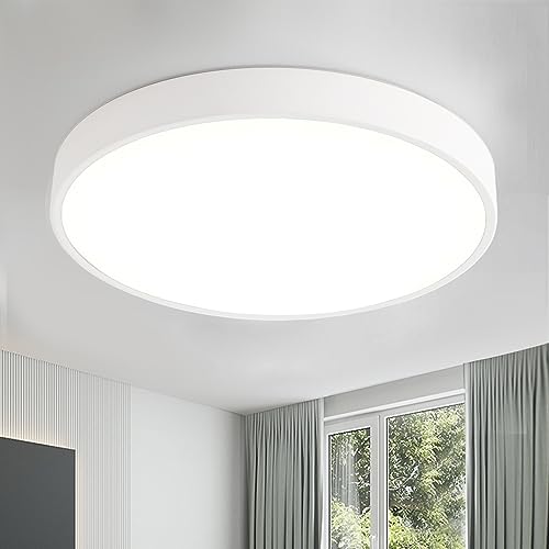 Style home 12W Deckenleuchte LED Deckenlampe aus Metall,Ø23x5cm Warmweiß 3000K, moderne runde Leuchte für Küche Flur Diele(Weiß) von Style home