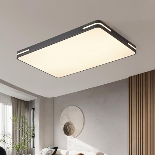 Style home 192W LED Deckenleuchte Deckenlampe Bürodeckenlampe, 90 * 60 * 5cm, voll dimmbar mit Fernbedienung 3000K-6500K, Rechteckige Leuchte für Büro, Wohnzimmer, Schlafzimmer, Arbeitzimmer(Schwarz) von Style home