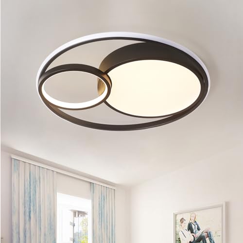 Style home 55W Deckenlampe LED Deckenleuchte, 50 * 8,5cm, voll dimmbar mit Fernbedienung, moderne runde Leuchte für Wohnzimmer, Schlafzimmer, Kinderzimmer, Küche, Büro(Schwarz) von Style home