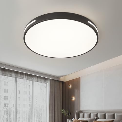 Style home 96W LED Deckenlampe Deckenleuchte dimmbar mit Fernbedienung, rund ultraflach Leuchte für Wohnzimmer Schlafzimmer Büro, Ø50*5cm (Schwarz) von Style home