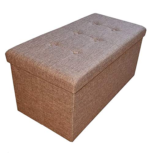Style home Sitzbank Sitzhocker mit Stauraum, Faltbare Fußablage Sitztruhe Aufbewahrungsbox, belastbar bis 300kg, aus Leinen, 76 * 38 * 38 cm, 2676-12 (Braun) von Style home