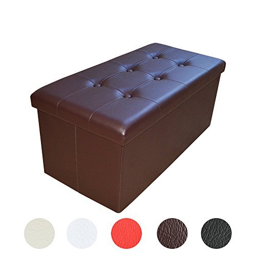 Style home Sitzbank Aufbewahrungsbox mit Stauraum faltbar Hocker, belastbar bis 300 kg, Kunstleder 76 * 38 * 38 cm (Braun) von Style home